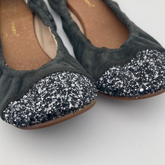 Matt Bernson Womens Gray Suede Glitter Stretch Ballet Flats 7.5 - Picture 2 of 9